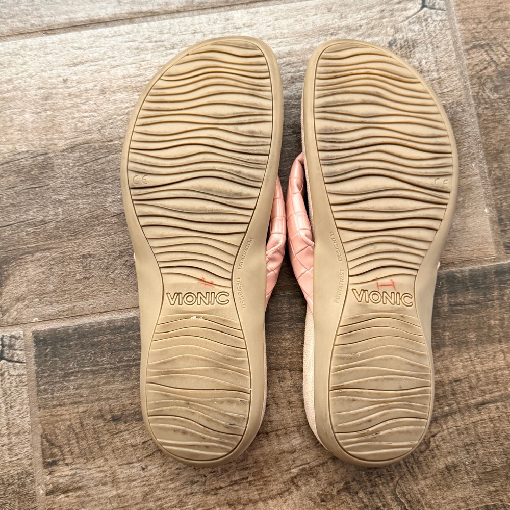 Vionic Layne Woven Croc Toe Post Orthotic Flip Flop Sandals, Pink, 9.5(41.5) - Picture 7 of 7
